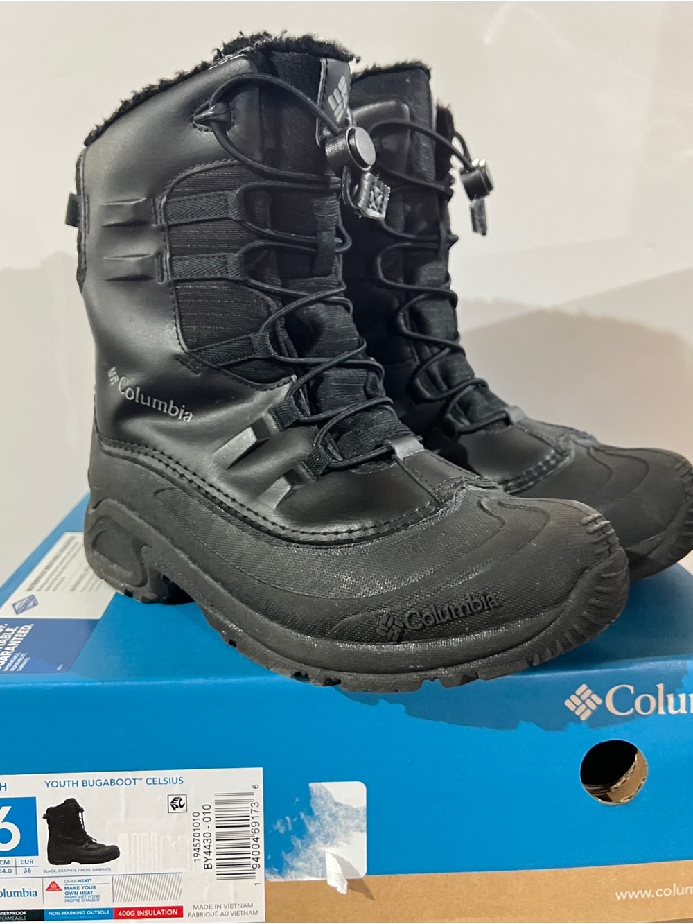 Columbia Youth 6 Bugaboot™ Celsius Black Insulated Waterproof Winter Boots